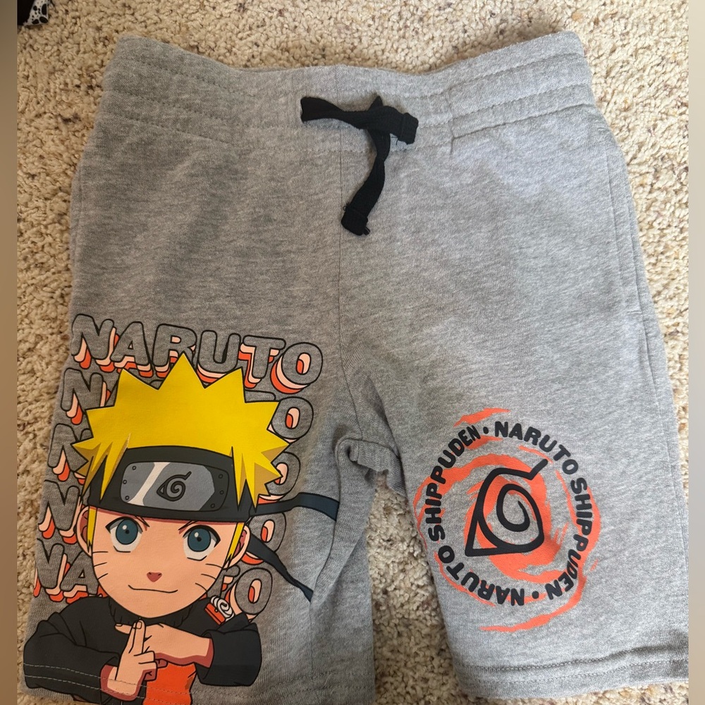 Kids Naruto Graphic Gray Shorts